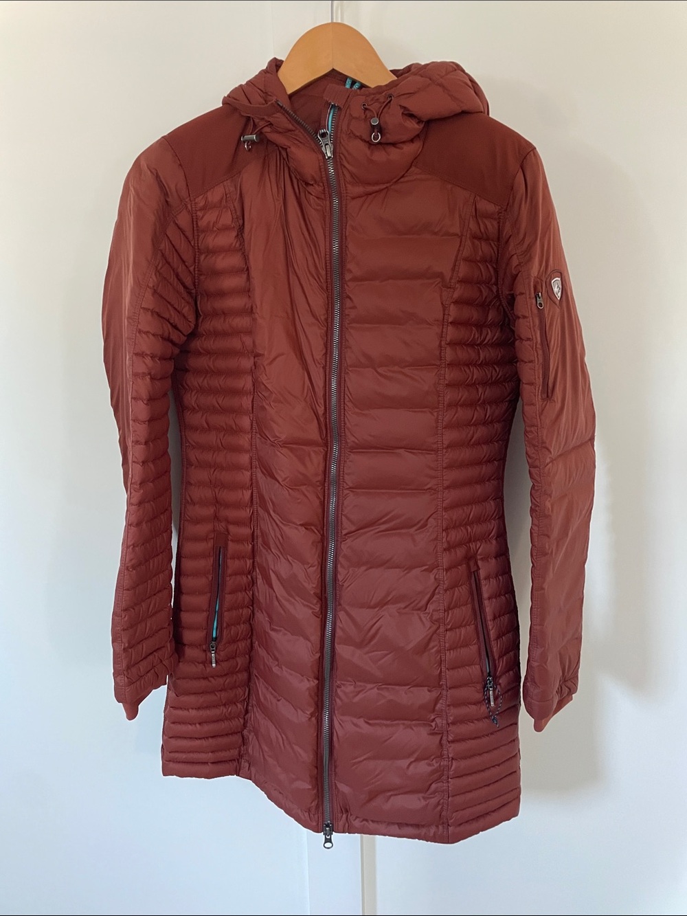Kuhl Women's Long Hooded Puffer Coat - Rust Brown